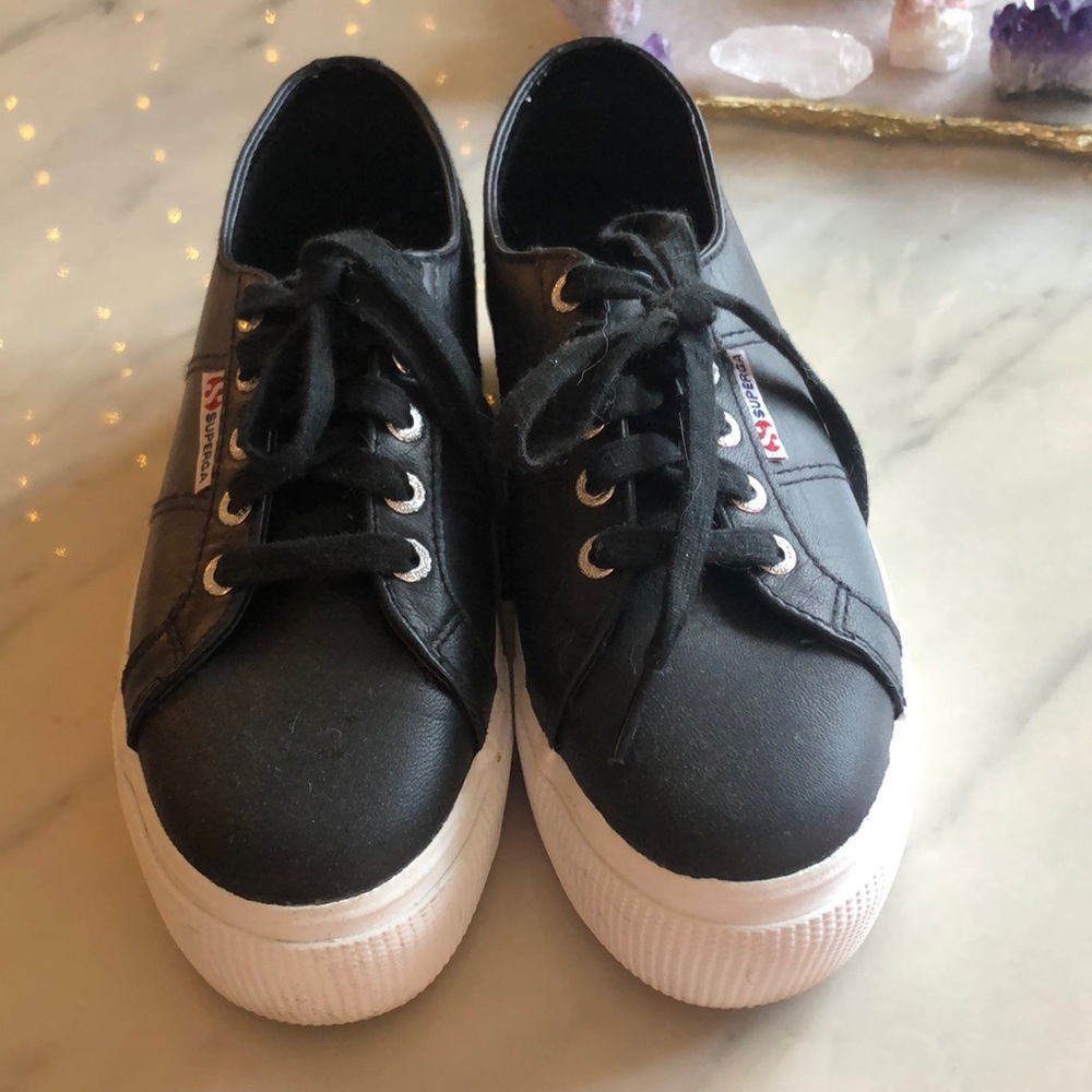 Superga leather platform sneakers